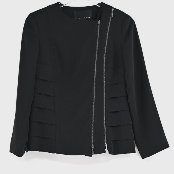 Yansi Fugel Jackets & Blazers - YANSI FUGEL Jacket Womens Size 4 Black Moto Double‎ Zipper Grunge Bikercore NEW